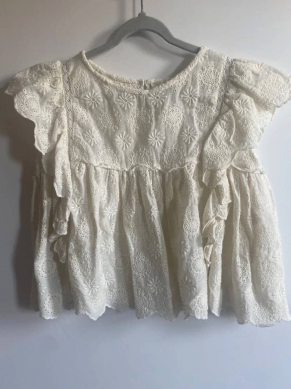 Gorgeous LoveShack toddler girls ivory cotton eyelet & lace top- Size 3-4yrs
